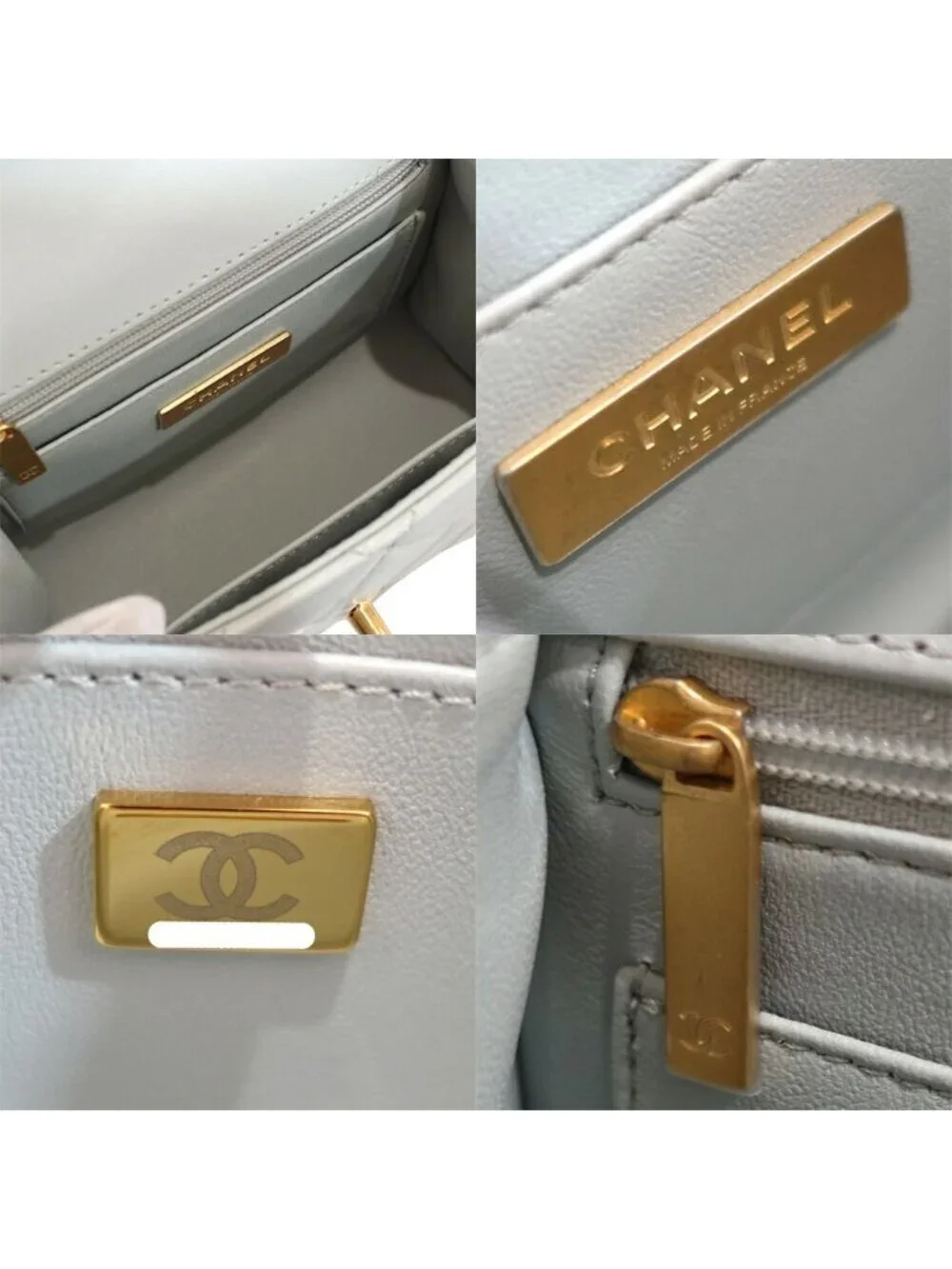Chanel Top Handle Mini Flap Quilted Shoulder Bag Lambskin Light Blue